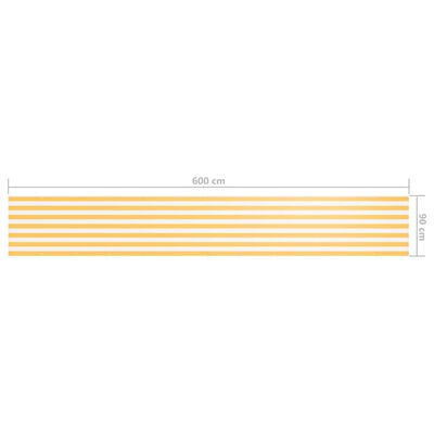 vidaXL Balkono pertvara, balta ir geltona, 90x600cm, oksfordo audinys