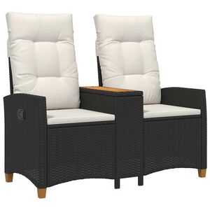 vidaXL Reclining Bench with Table 2 -Seater 126 x 65 x 112 cm