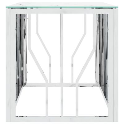vidaXL Kavos staliukas, sidabrinis, 110x45x45cm, plienas ir stiklas