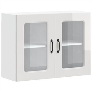 vidaXL Virtuvės sieninė spintelė su stiklinėmis durimis, Kalmar, balta