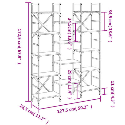 vidaXL Knygų lentyna, ąžuolo, 127,5x28,5x172,5cm, apdirbta mediena