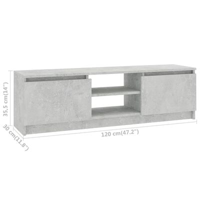 vidaXL Televizoriaus spintelė, betono pilka, 120x30x35,5cm, MDP