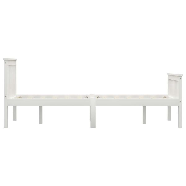 vidaXL Lovos rėmas, baltos spalvos, 120x200cm, pušies medienos masyvas