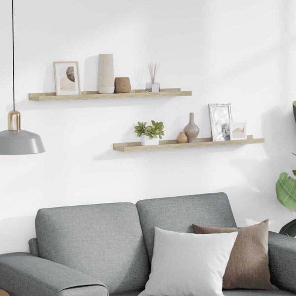vidaXL Sieninės lentynos, 2 vnt., sonoma ąžuolo spalvos, 80x9x3 cm
