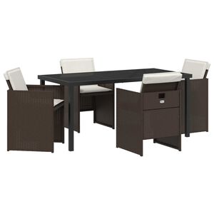 vidaXL Sodo valgomojo komplektas 5 pcs Ruda poliratanas