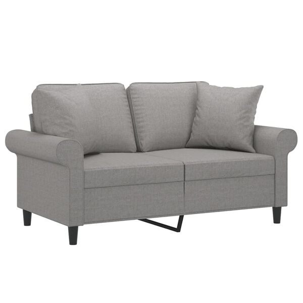 vidaXL Dvivietė sofa su pagalvėmis, tamsiai pilka, 120cm, audinys