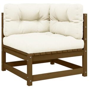 vidaXL Kampinė sodo sofa su kreminėmis pagalvėlėmis, pu&scaron;ies masyvas
