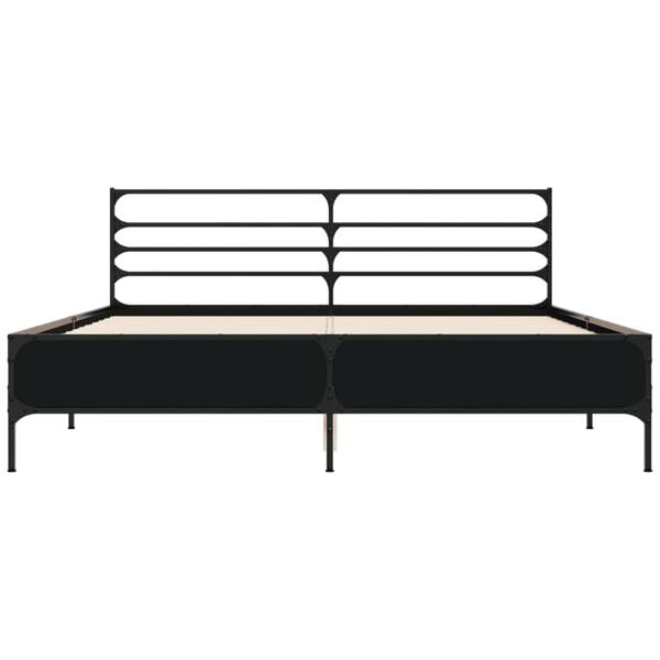 vidaXL Lovos rėmas, juodas, 160x200cm, apdirbta mediena ir metalas