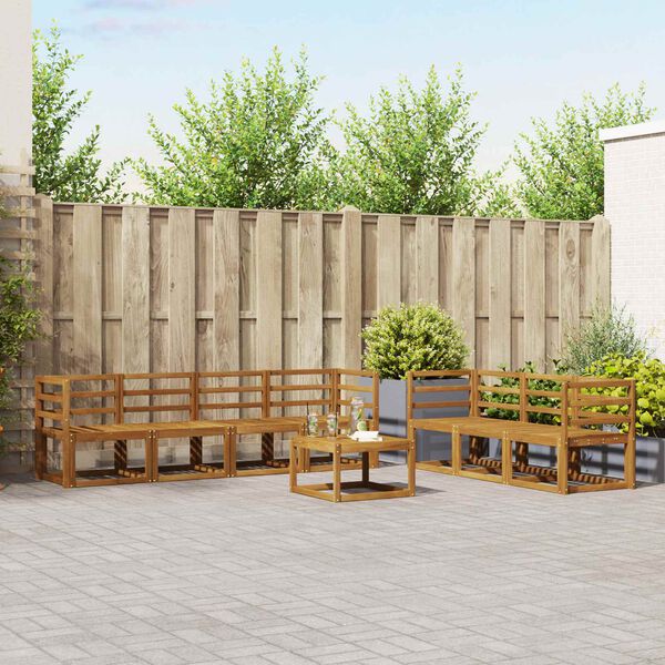 vidaXL Lauko sofos komplektas 8 pcs Natūrali ir &scaron;viesiai pilka