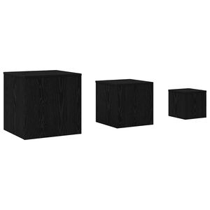 vidaXL Suklijuotas stalas 3 vnt. Juodas ąžuolas 45 x 45 x 45 cm