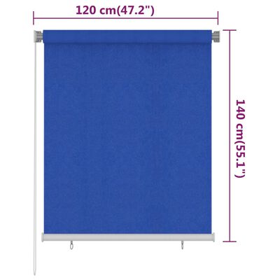vidaXL Lauko roletas, mėlynos spalvos, 120x140cm, HDPE