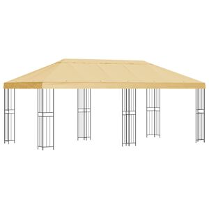 vidaXL Sodo Paviljonas 6 x 3 m Kreminė Poliesteris ir plienas 190 gsm