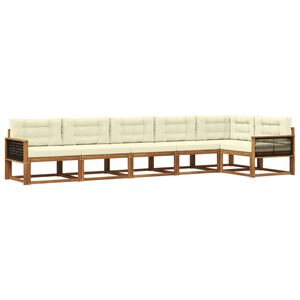 vidaXL Lauko sofos komplektas su pagalve 6 pcs Natūralus ir grietinėlė
