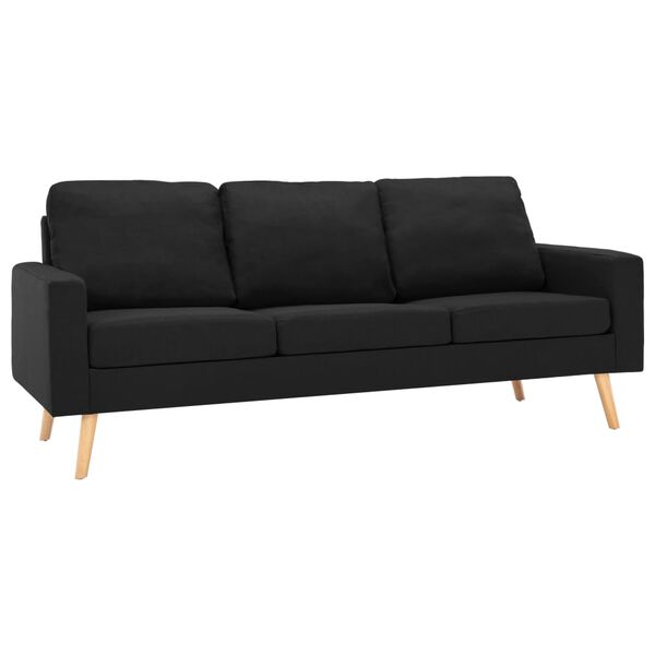 vidaXL Trivietė sofa, juodos spalvos, audinys