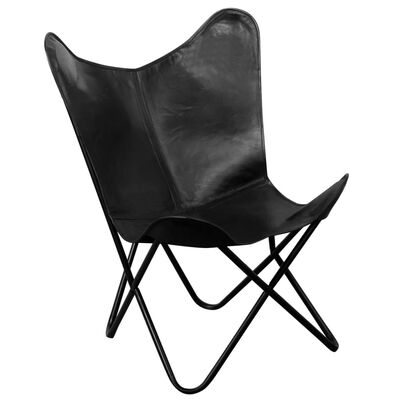 vidaXL Išskleidžiama kėdė, juoda, tikra oda