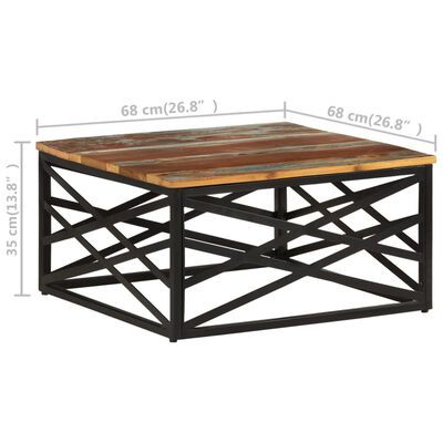 vidaXL Kavos staliukas, 68x68x35cm, perdirbtos medienos masyvas