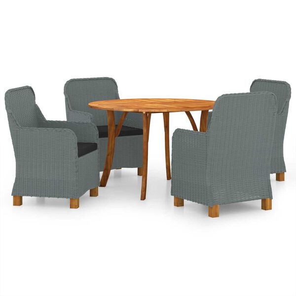 vidaXL Sodo valgomojo baldų komplektas, 5 dalių, &scaron;viesiai pilkas