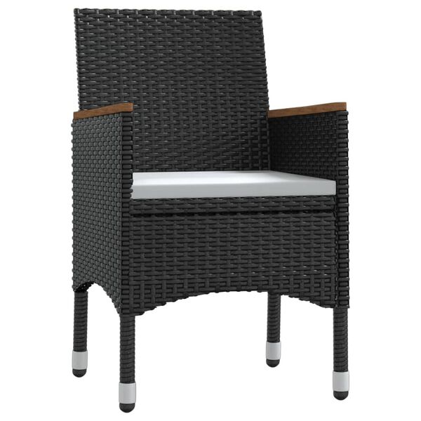 vidaXL Sodo komplektas su pagalvėlėmis, 7 dalių, juodos spalvos