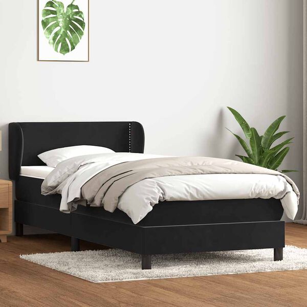 vidaXL Box Spring Lova su čiužiniu Juodas 100x220 cm aksomas