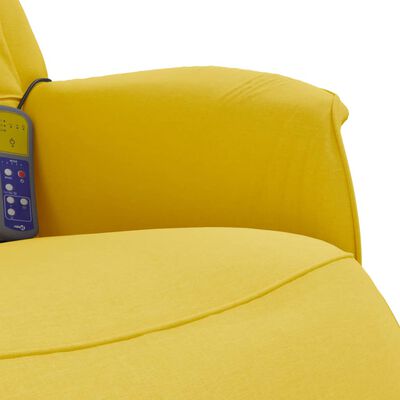vidaXL Atlošiama masažinė kėdė su pakoja, šviesiai geltona, audinys