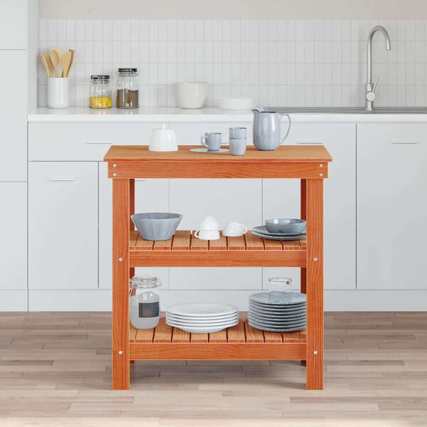 vidaXL Darbastalis Va&scaron;ko ruda 78,5 x 50 x 80 cm Kietos pu&scaron;ies mediena