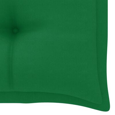 vidaXL Sodo suoliukas su žalia pagalvėle, 112cm, tikmedžio masyvas
