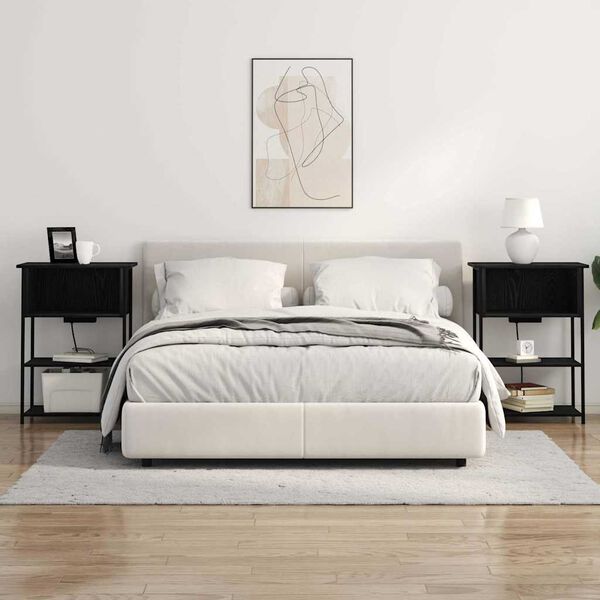 vidaXL &Scaron;alia lovos spintelė Juodas ąžuolas 55 x 31 x 76 cm