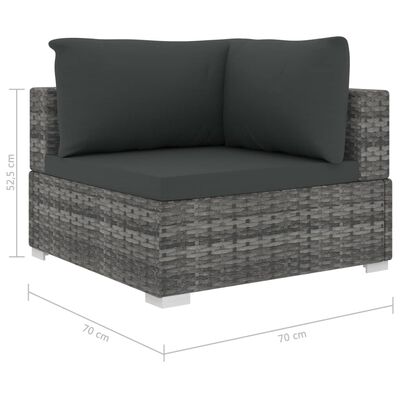 vidaXL Sodo baldų komplektas su pagalvėmis, 5d., pilkas, poliratanas