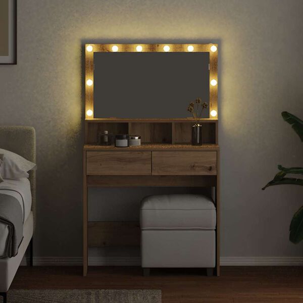 vidaXL Makiažo stalas su stalčių Amatininkų ąžuolas 80 x 41 x 134,5 cm