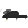 vidaXL L formos sofa-lova, juodos spalvos, 275x140x70cm, aksomas