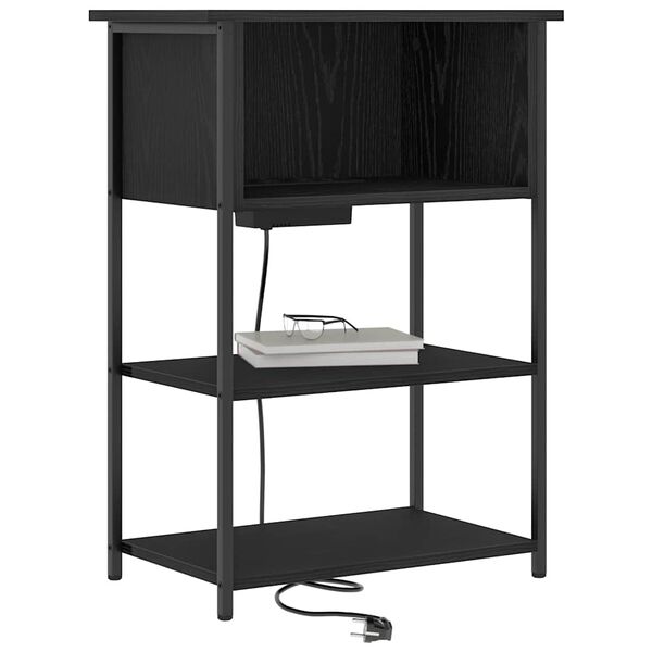 vidaXL &Scaron;alia lovos spintelė Juodas ąžuolas 55 x 31 x 76 cm