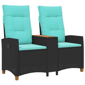 vidaXL Reclining Bench with Table Juoda ir turkio 126 x 65 x 112 cm