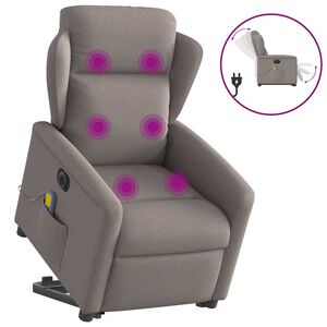 vidaXL Atsistojantis elektrinis masažinis krėslas, taupe, audinys