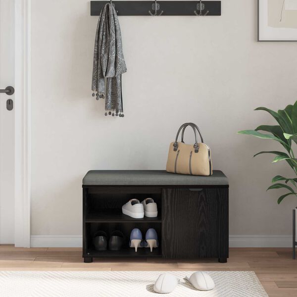 vidaXL Koridoriaus suolas su pagalve Juodas Ąžuolas 80 x 38 x 46 cm