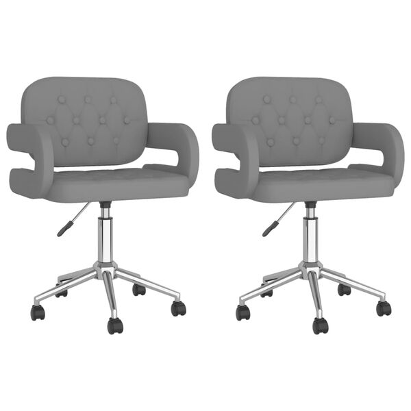 vidaXL Pasukamos valgomojo kėdės, 2vnt., pilkos spalvos, dirbtinė oda