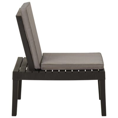 vidaXL Sodo poilsio kėdė su pagalvėle, pilkos spalvos, plastikas