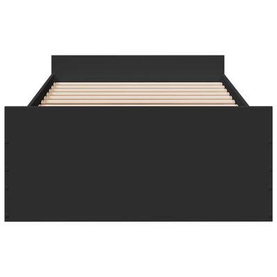 vidaXL Lovos rėmas su stalčiais, juodas, 90x200cm, apdirbta mediena