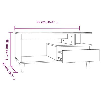 vidaXL Kavos staliukas, baltas, 90x49x45cm, apdirbta mediena, blizgus