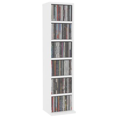 vidaXL Spintelė kompaktiniams diskams, balta, 21x20x88cm, mediena