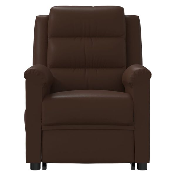 vidaXL Atsistojantis masažinis krėslas, rudos spalvos, dirbtinė oda