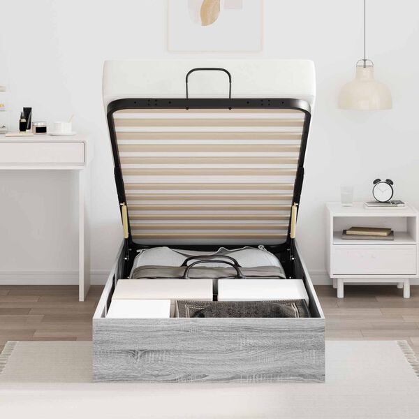 vidaXL Otomano lovos rėmas su saugykla Pilkas Sonoma 193 x 120 x 25 cm