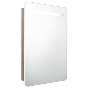 vidaXL Veidrodinė vonios spintelė su LED, balta ir ąžuolo, 60x11x80cm