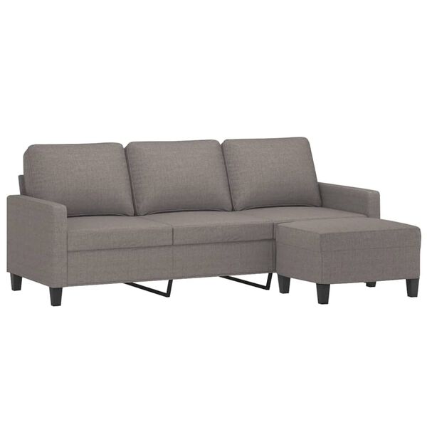 vidaXL Trivietė sofa su pakoja, taupe spalvos, 180cm, audinys
