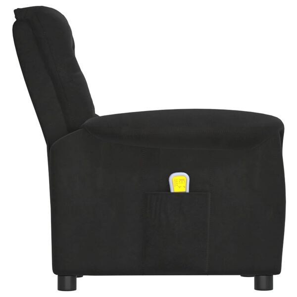 vidaXL Masažinis krėslas, juodos spalvos, mikropluo&scaron;to audinys