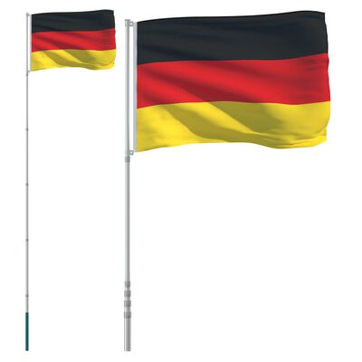 vidaXL Vokietijos vėliava su stiebu, aliuminis, 5,55m