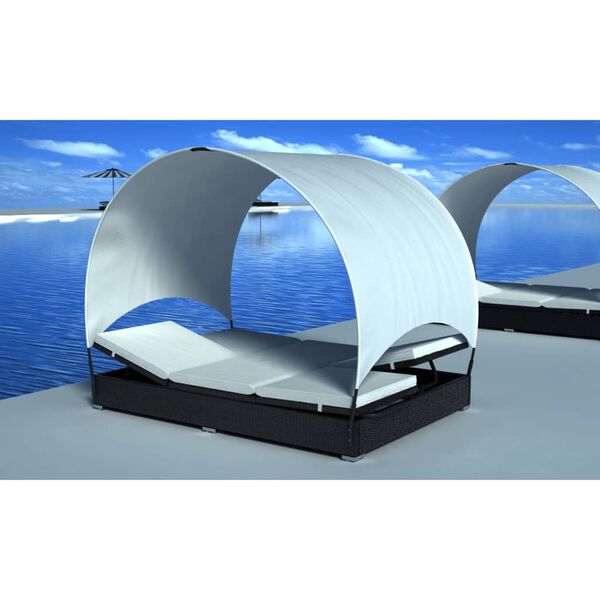 Dvivietis Gultas i&scaron; Ratano su Stogeliu, Juodas