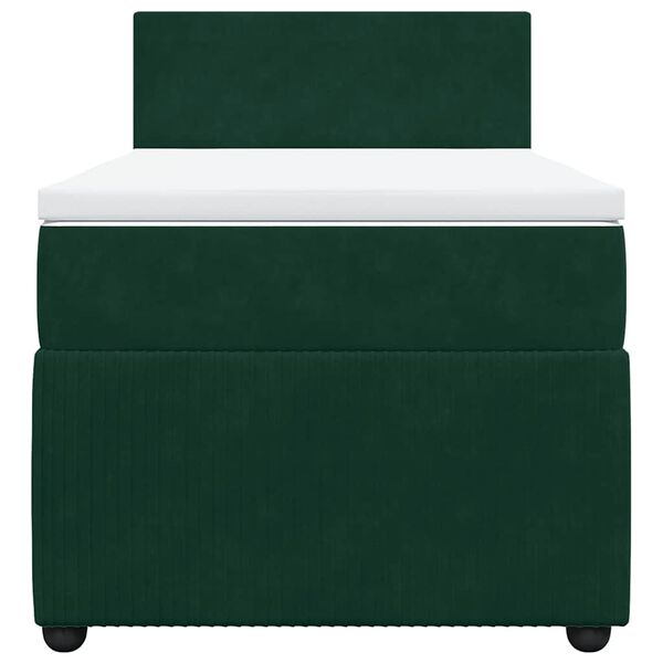 vidaXL Lova su spyruoklėmis ir čiužiniu, žalia, 100x200 cm, aksomas