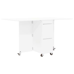 vidaXL Valgomojo stalas 2 pcs 140 x 80 x 77 cm Apdirbta mediena Balta