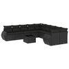vidaXL Sodo komplektas su pagalvėlėmis, 11 dalių, juodas, poliratanas