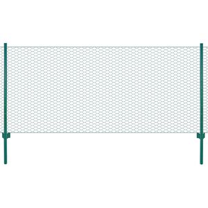 vidaXL Tinklinė tvora i&scaron; vielos su stulpais, žalios sp., 25x0,5 m